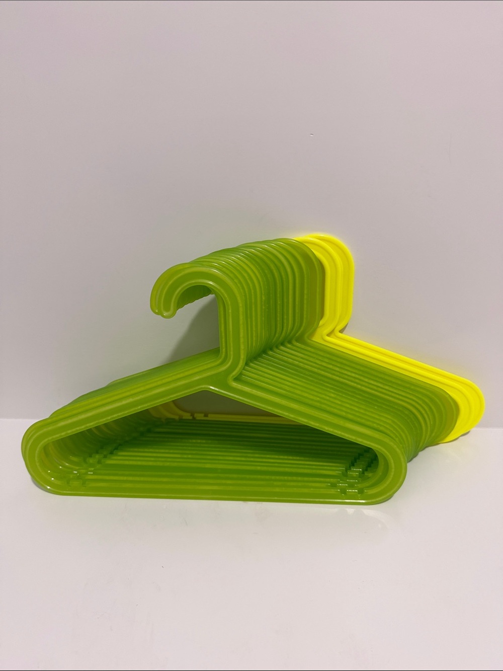 IKEA BAGIS Childrens Clothes Hangers Anna Efverlund neon green yellow set of 17 - Picture 2 of 5